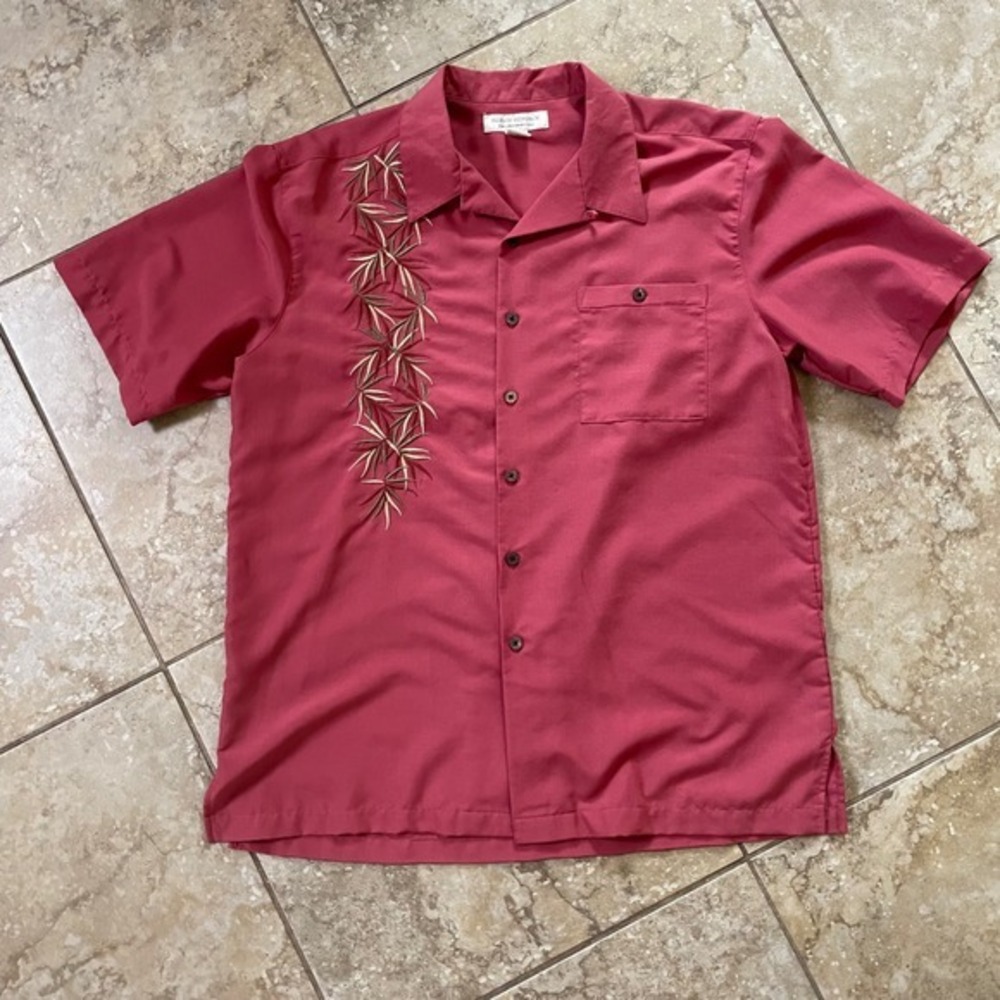 Island Republic Embroidered Camp Shirt Tropical Hawaiian Shirt XL